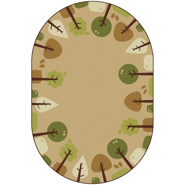 Wall-To-Wall 4 x 6 ft. Kidsoft Tranquil Trees Rug, Tan - Oval WA2547368 - main